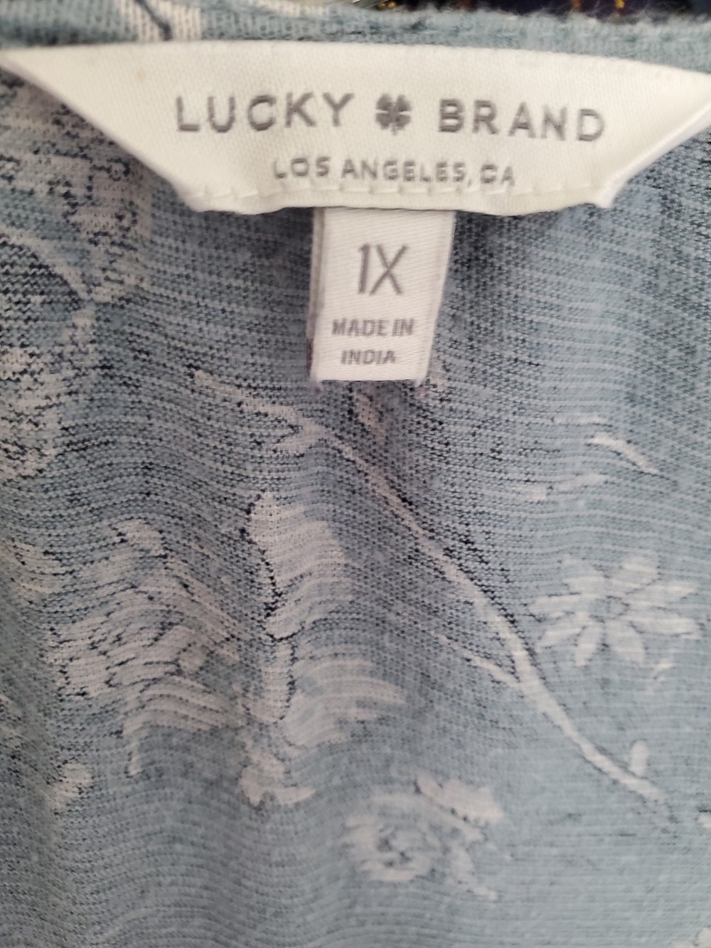 Lucky Brand Dusty Green Floral V-Neck Peasant Top - Picture 2 of 7